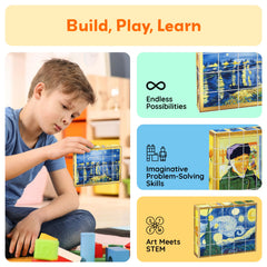 PicassoTiles Da Vinci puzzle cubes encourage imaginative play and focus.