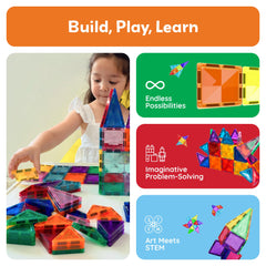 PicassoTiles diamond tiles with car support imaginative racing builds and storytelling
