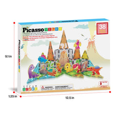 Family play with PicassoTiles dinosaur adventure set encourages collaboration.