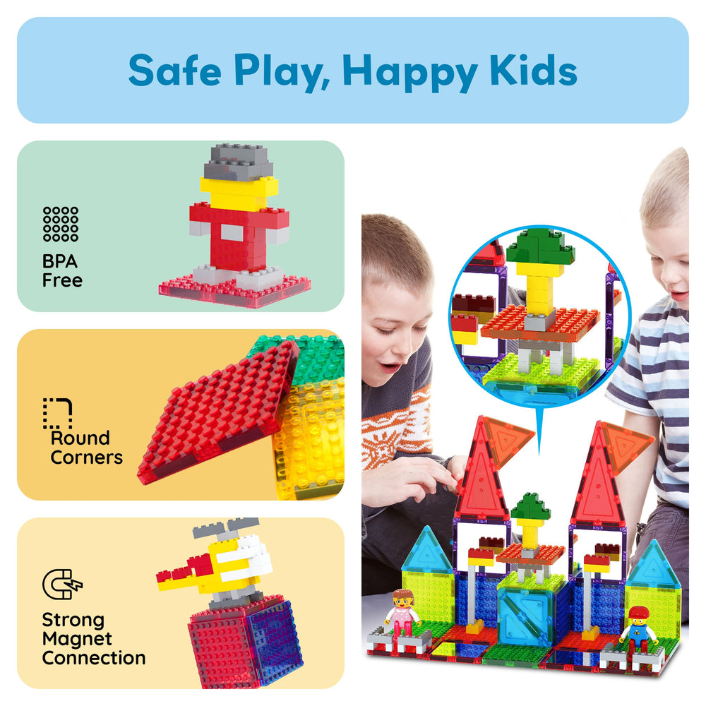 PicassoTiles magnetic brick tiles store neatly, keeping playrooms organized.