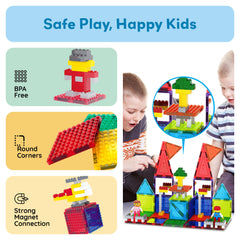 PicassoTiles magnetic brick tiles store neatly, keeping playrooms organized.