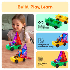 PicassoTiles embossed-debossed seats hold figures securely for imaginative, safe play.