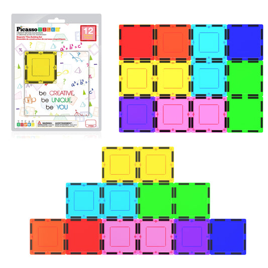 PicassoTiles expansion-square-tiles for taller, stable magnetic structures.