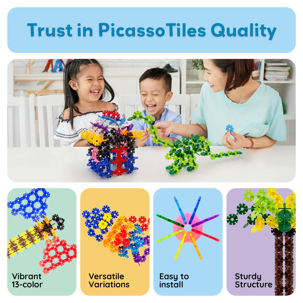 PicassoTiles helps develop fine motor skills and spatial awareness.