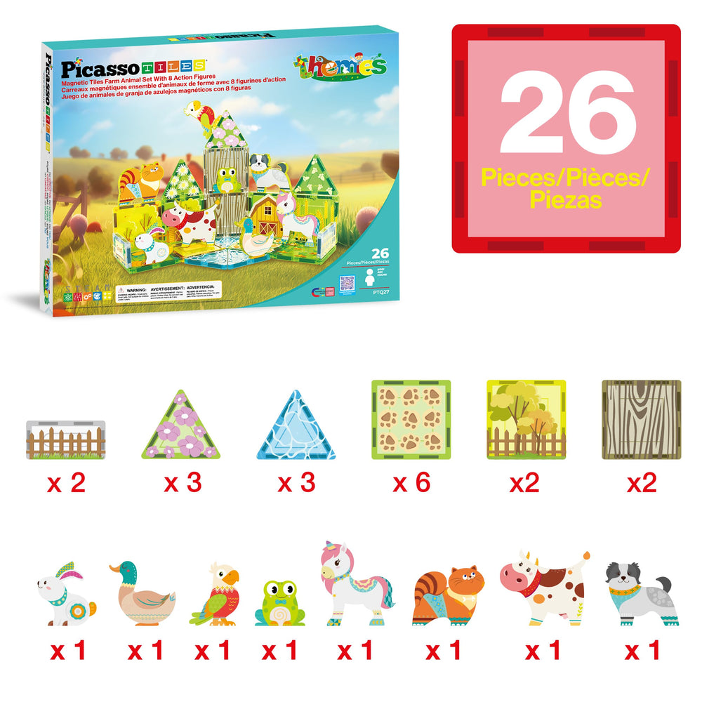 PicassoTiles farm-animal-duck: durable character for role-play and color matching