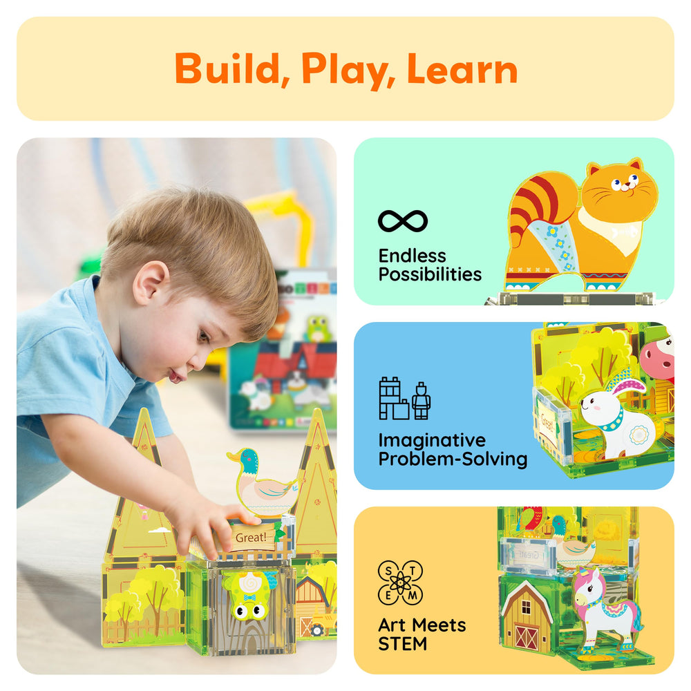 PicassoTiles farm duck supports early sorting and open-ended play