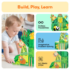 PicassoTiles tiger magnet adds dynamic action to magnetic building sets.