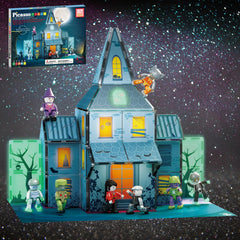 PicassoTiles haunted house tiles showing eerie doors and bricks for imaginative storytelling.