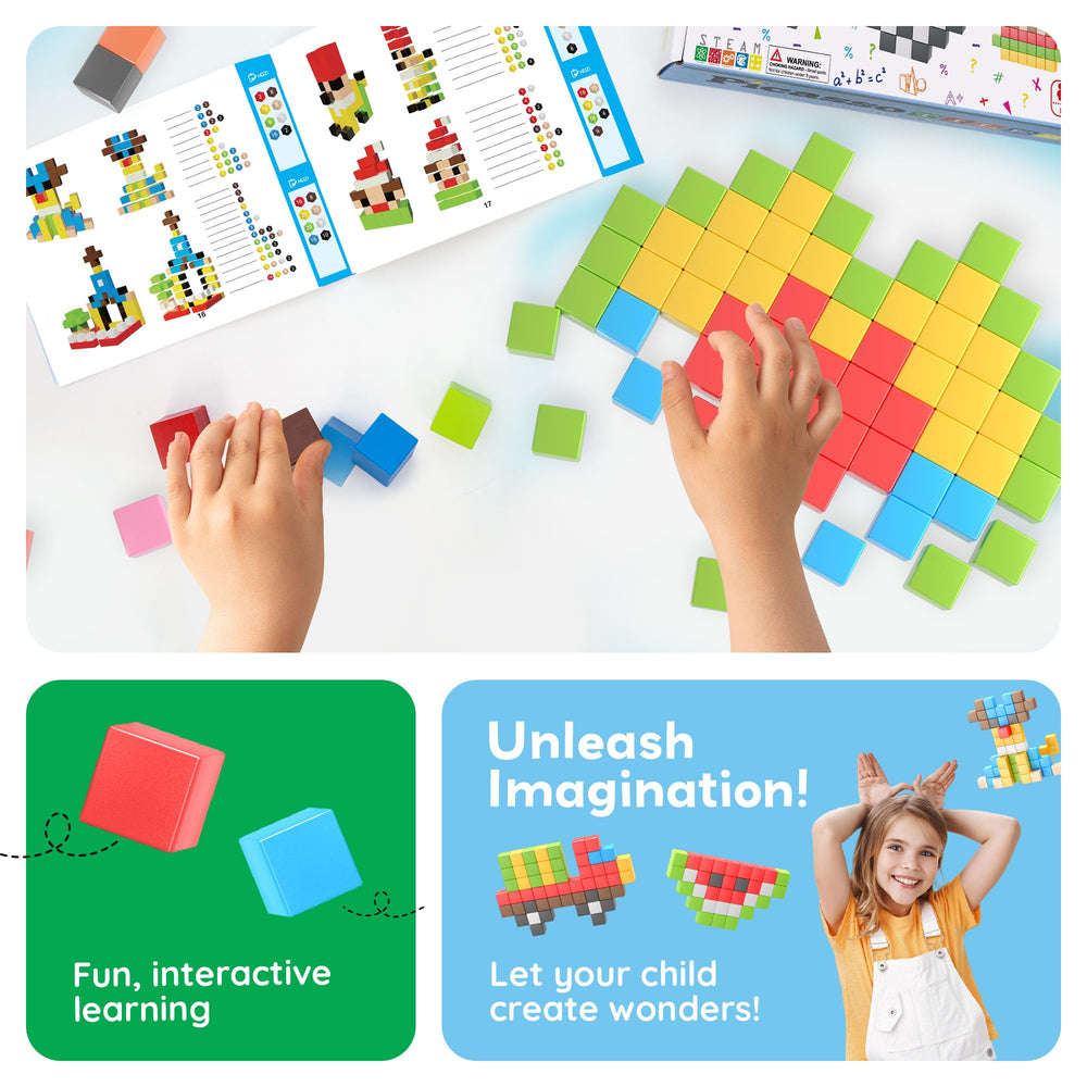 PicassoTiles ideabook with 50+ designs inspires quick, varied builds.