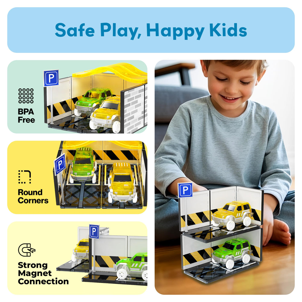 Interlocking magnetic tiles from PicassoTiles support fine motor skills