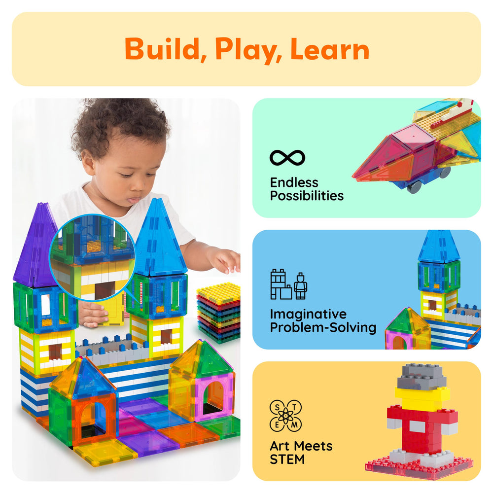 PicassoTiles lets kids stack large, stable builds on tables or walls.