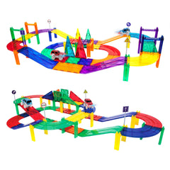 PicassoTiles LED light-up car front view enhances racing action.