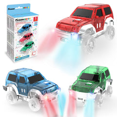 PicassoTiles LED cars on track stimulate imaginative play and focus