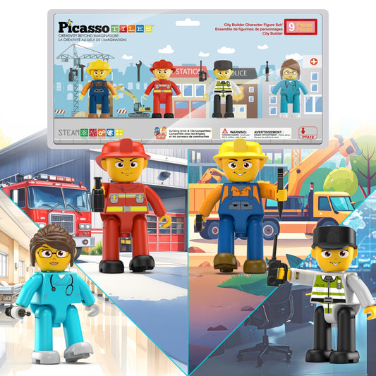 PicassoTiles logger figure enhances imaginative play and storytelling.