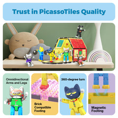 PicassoTiles magnet-secured construction keeps figures in place during busy sessions.