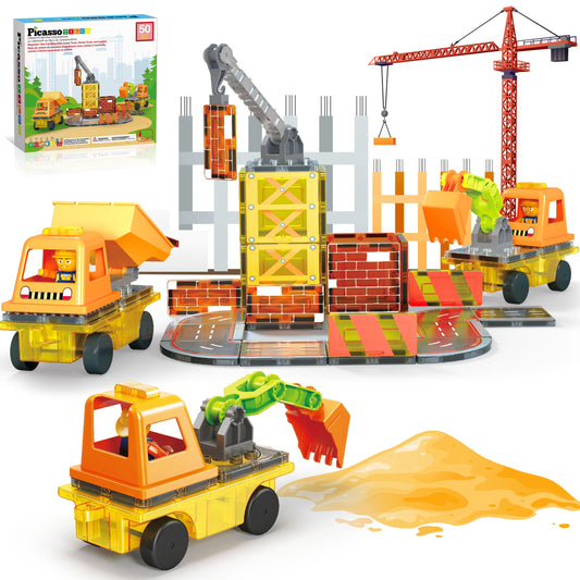 PicassoTiles magnet tile crane in action supports imaginative construction play and motor skill development.