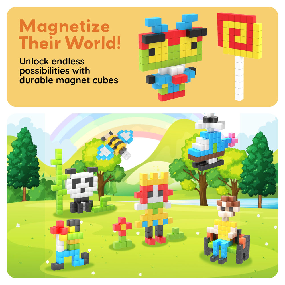 PicassoTiles magnetic grids demonstrate versatile connections for modular play.