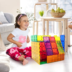 PicassoTiles magnetic tiles close-up shows strong magnets for easy connections.