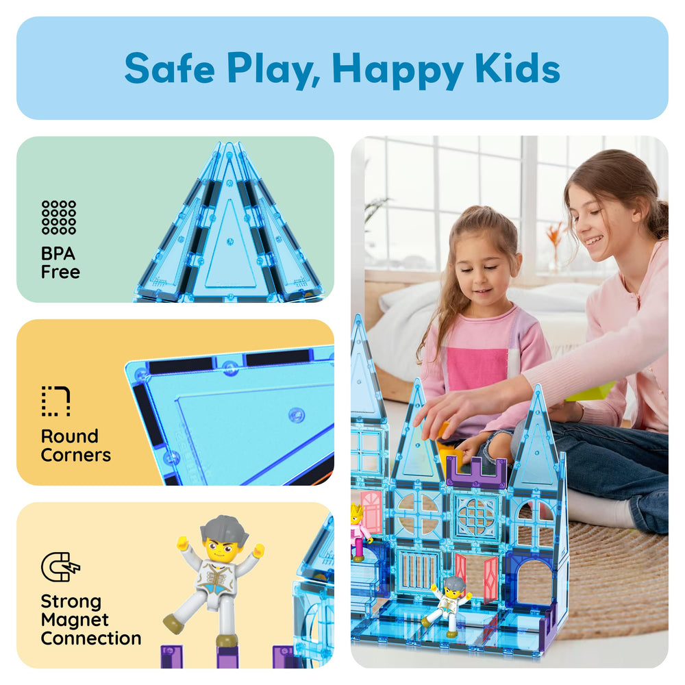 PicassoTiles magnetic tiles provide strong, stable constructions.