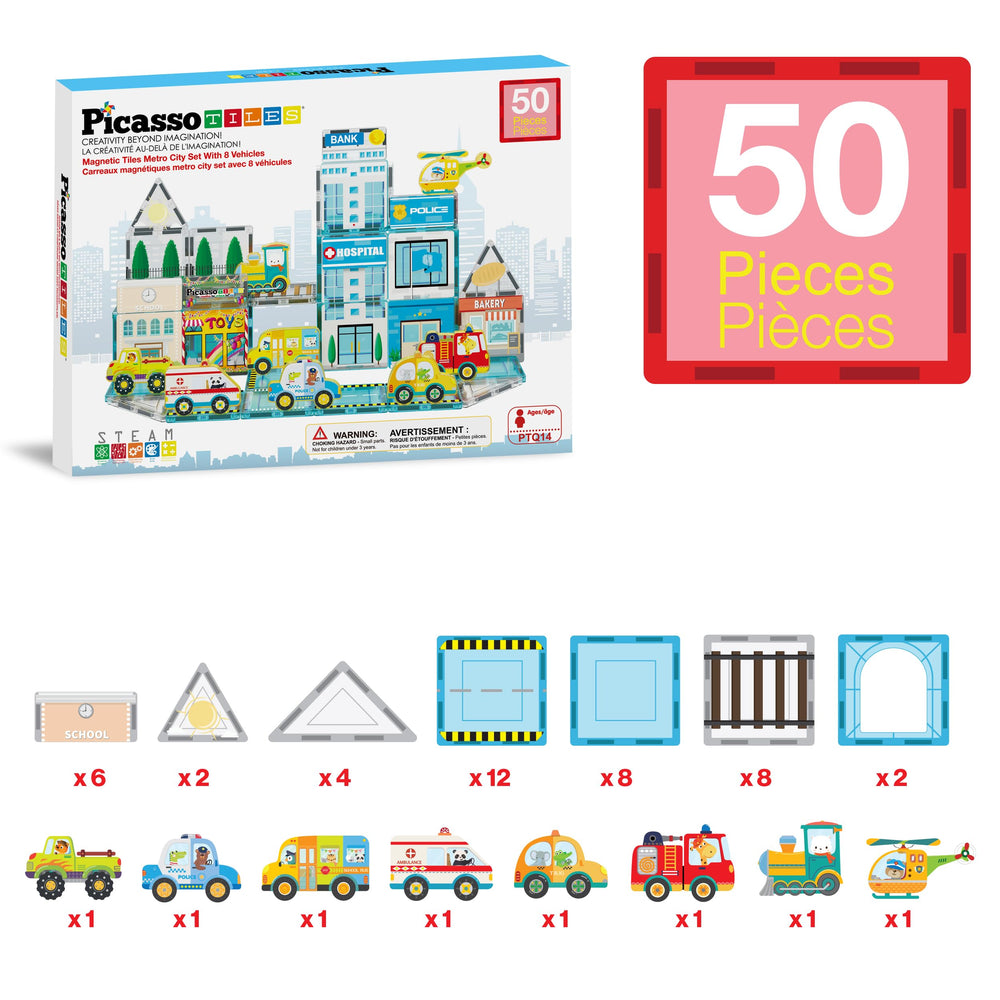 PicassoTiles Metro City Hospital figures for storytelling with vehicles