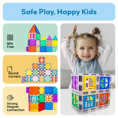 PicassoTiles multidirectional magnets allow building in any orientation.
