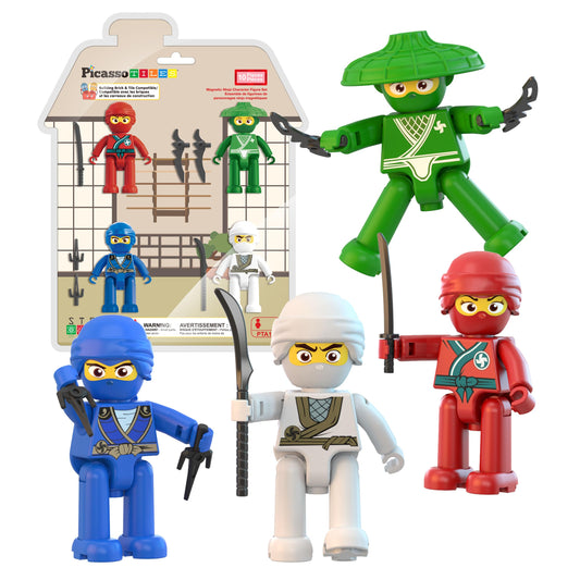 PicassoTiles Ninja Action Characters Pack for imaginative magnetic tile play