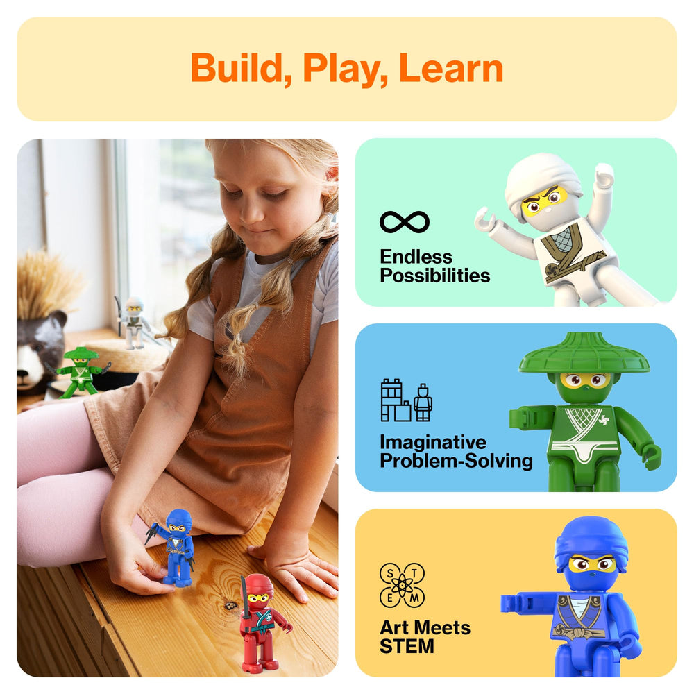 PicassoTiles Ninja-Themed Pieces for colorful, creative configurations
