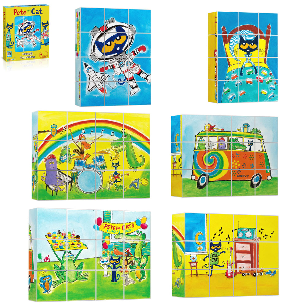 PicassoTiles Pete the Cat cubes face puzzle, boosting early problem-solving