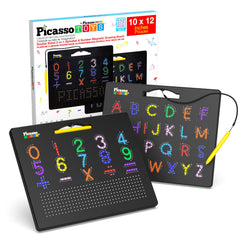 PicassoTiles PTB02-BLK drawing board front view for screen-free learning.