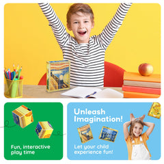 PicassoTiles reference cards guide kids through six paintings.