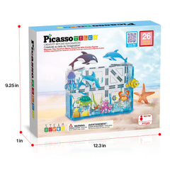 PicassoTiles sea turtle figure guiding calm underwater builds