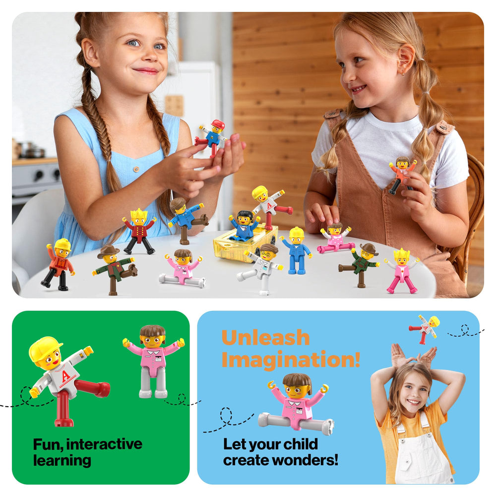 STEM-inspired PicassoTiles visuals integrating shapes and math concepts.