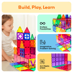 PicassoTiles STEM play supports color recognition and 3D form exploration.