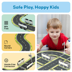 PicassoTiles street-sign sticker kit lets kids customize streets with realistic labels.