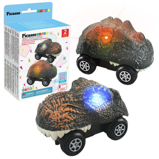 PicassoTiles Swift race track trucks—two detailed vehicles for imaginative racing and fine motor practice.