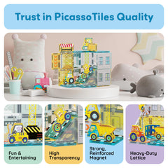 PicassoTiles tractor inviting open-ended layouts and collaborative play