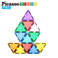 PicassoTiles triangle tile compatibility with full sets for scalable STEM fun.