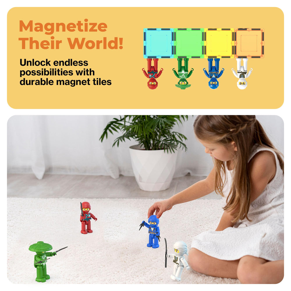 PicassoTiles Universal-compatible Ninja Parts extend magnetic worlds
