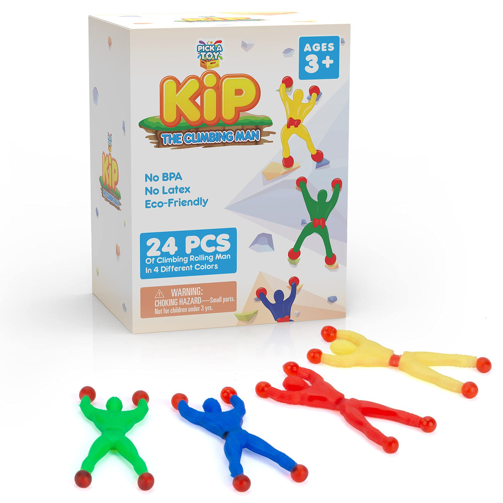 PICK A TOY climbing man 24pc set on walls boosts active play and hand-eye coordination.