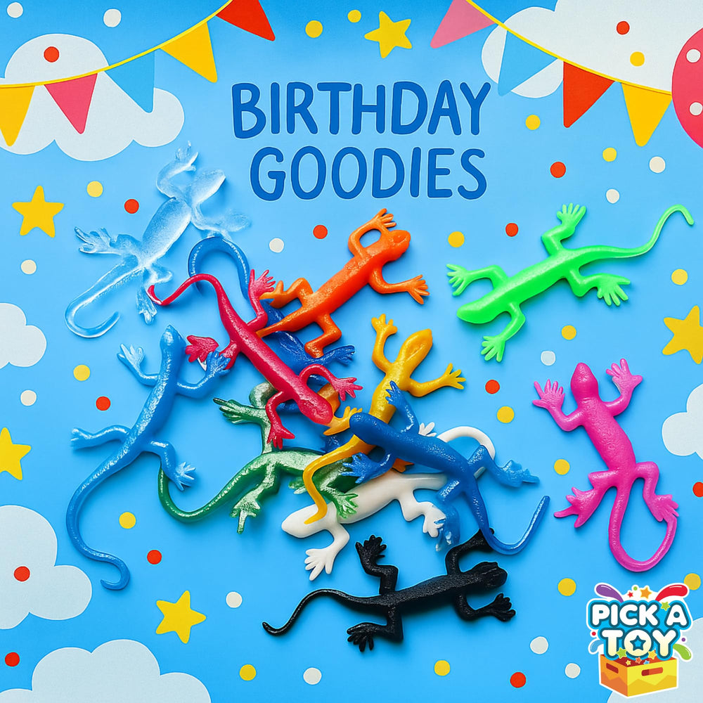 PICK A TOY gecko in its gift box highlights convenient packaging