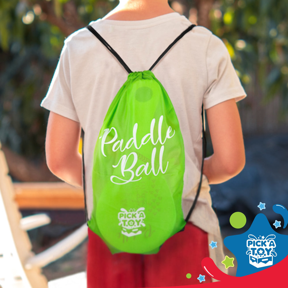PICK A TOY wooden paddle ball in-use indoors supports quick rounds and easy setup.
