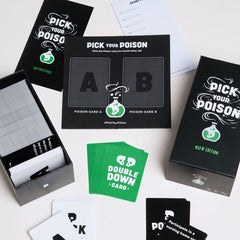 Pick Your Poison table setup invites quick rounds and lively conversation.