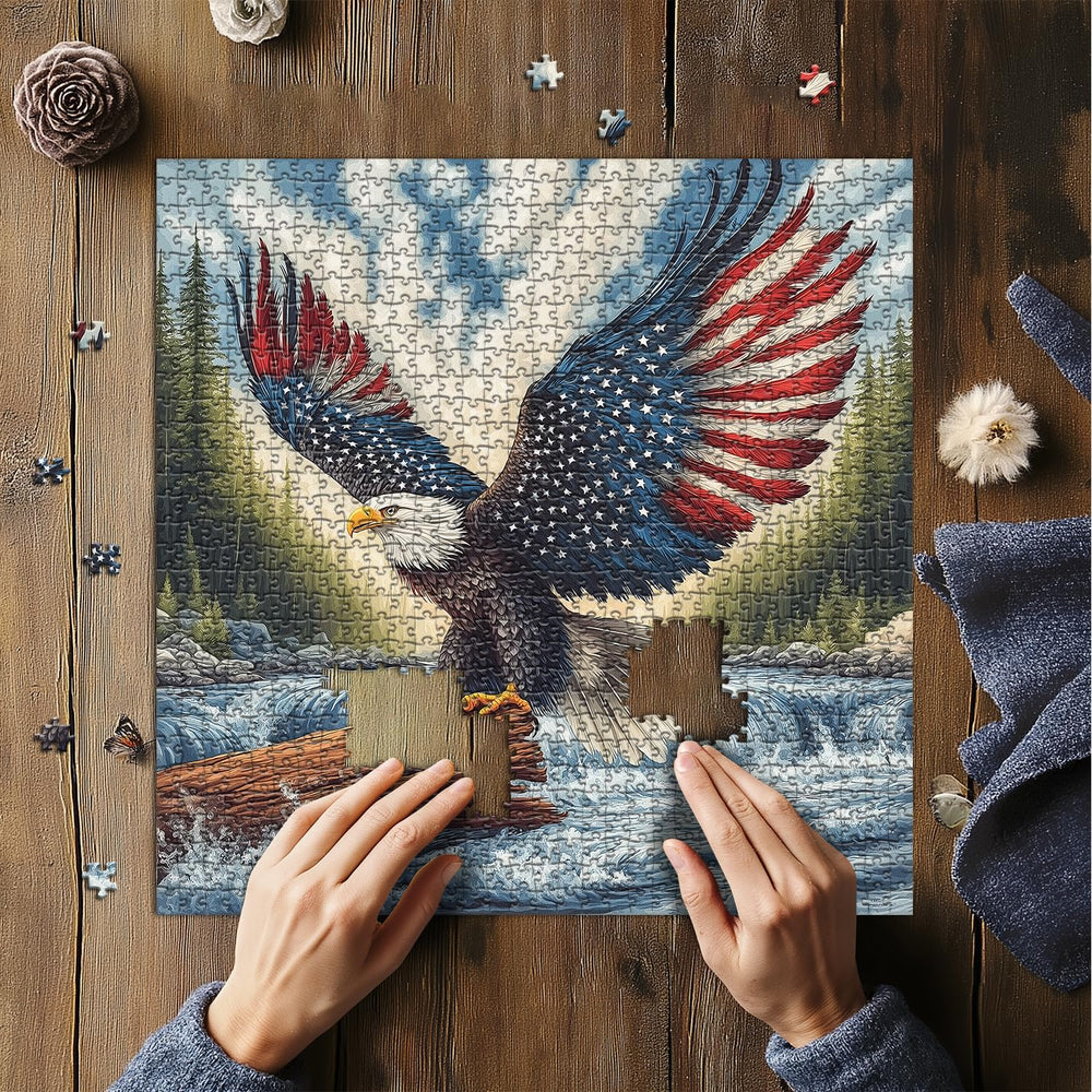 PICKFORU American Flag Eagle Puzzle USA flag detail – vivid elements add patriotic flair