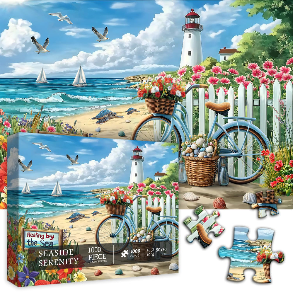 PICKFORU Beach Puzzle finished art ready for framing and display.