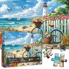 PICKFORU Beach Puzzle finished art ready for framing and display.