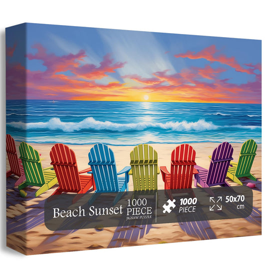 PICKFORU Beach Sunset Puzzle: 1000-piece beach scene for a satisfying weekend challenge.
