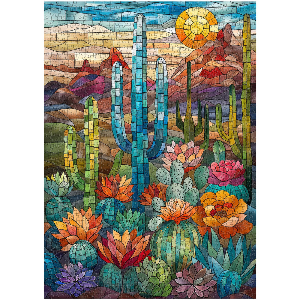 PICKFORU cactus puzzle close-up of vivid succulents for bold decor