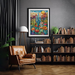 PICKFORU cactus puzzle completed and framed as vibrant wall art