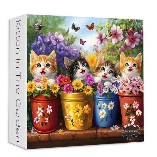 PICKFORU 1000-piece kitten and butterfly puzzle offers a relaxing color experience for evenings.
