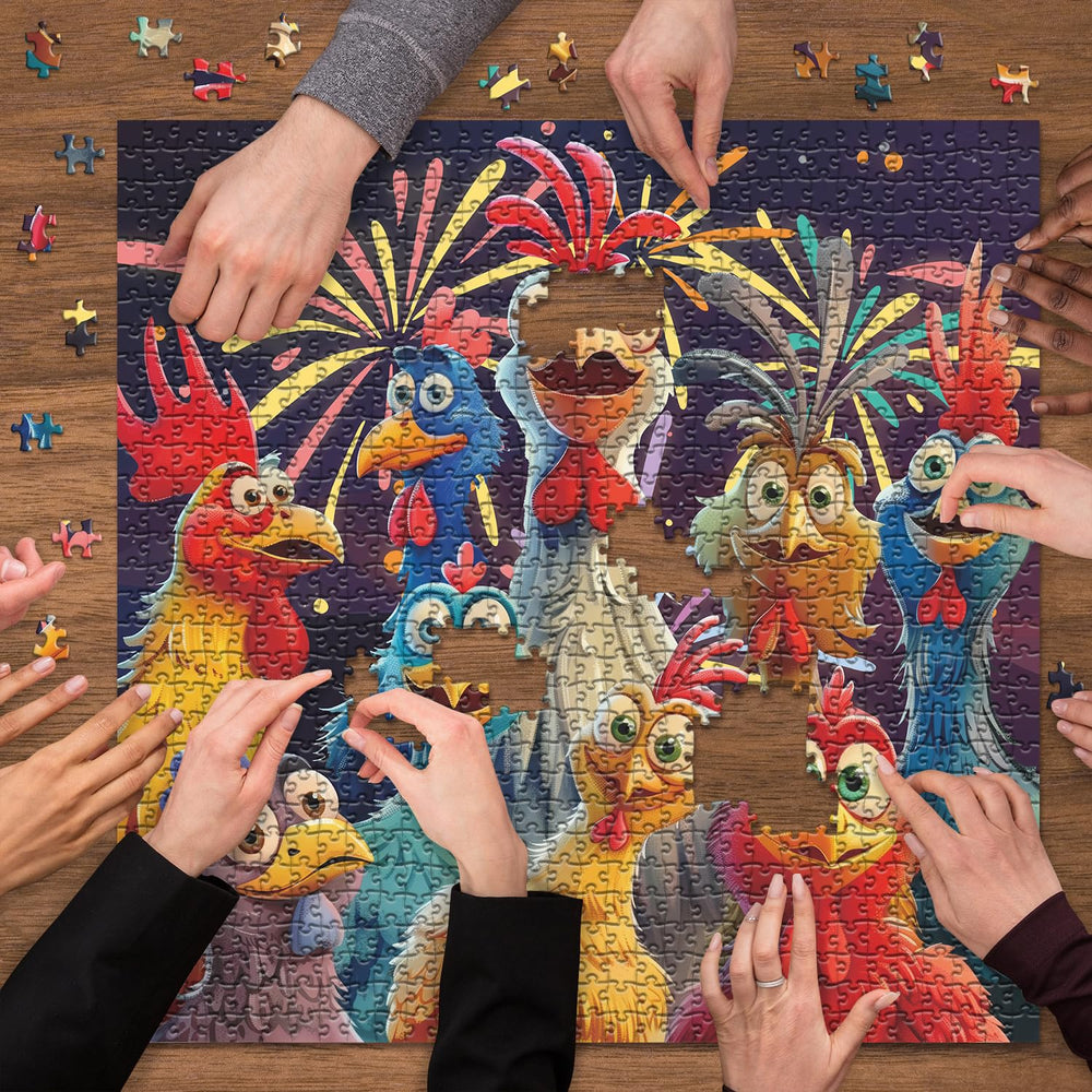 PICKFORU puzzle finished and ready for display in a cozy room.